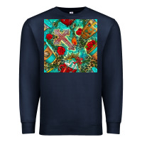 Navy faith coffee cup and cross with leopard and roses seamless pattern bbs Premium Sweatshirt - BundleAndBundleShop