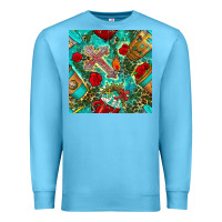 Ocean Blue faith coffee cup and cross with leopard and roses seamless pattern bbs Premium Sweatshirt - BundleAndBundleShop