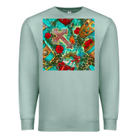 Seafoam faith coffee cup and cross with leopard and roses seamless pattern bbs Premium Sweatshirt - BundleAndBundleShop