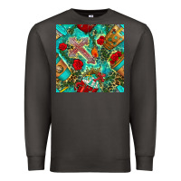Smoke faith coffee cup and cross with leopard and roses seamless pattern bbs Premium Sweatshirt - BundleAndBundleShop