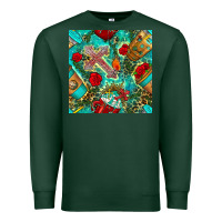 Sports Green faith coffee cup and cross with leopard and roses seamless pattern bbs Premium Sweatshirt - BundleAndBundleShop