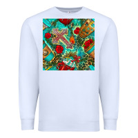 White faith coffee cup and cross with leopard and roses seamless pattern bbs Premium Sweatshirt - BundleAndBundleShop