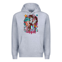 Heather Grey cosmic cowgirl Premium Hoodie - OliviaCreatesArt