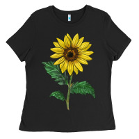 Black Sunray yellow sunflower Ladies Tee - LillyAllenDesigns