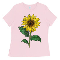 Bubblegum Pink Sunray yellow sunflower Ladies Tee - LillyAllenDesigns