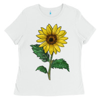 White Sunray yellow sunflower Ladies Tee - LillyAllenDesigns