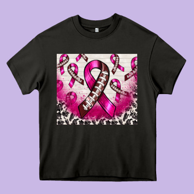Breast Cancer American Football Ribbon Heavy Core Tee Designed By Nancycooperartshop