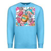 Ocean Blue hospital nurse coffee cups with leopard seamless pattern bbs Premium Sweatshirt - BundleAndBundleShop