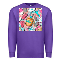 Purple hospital nurse coffee cups with leopard seamless pattern bbs Premium Sweatshirt - BundleAndBundleShop
