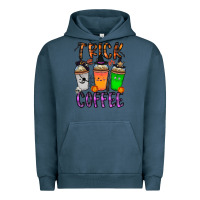 Pigment Midnight Navy trick or coffee Urban Hoodie - CowhideDigitalArt
