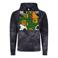 Cloud Black soccer balls and sunflowers with goal nets seamless pattern Vintage Hoodie - BundleAndBundleShop