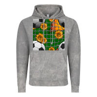 Cloud Rock soccer balls and sunflowers with goal nets seamless pattern Vintage Hoodie - BundleAndBundleShop