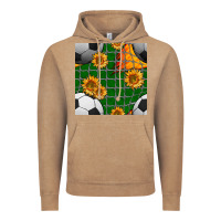 Soccer Balls And Sunflowers With Goal Nets Seamless Pattern Vintage Hoodie | Teevron