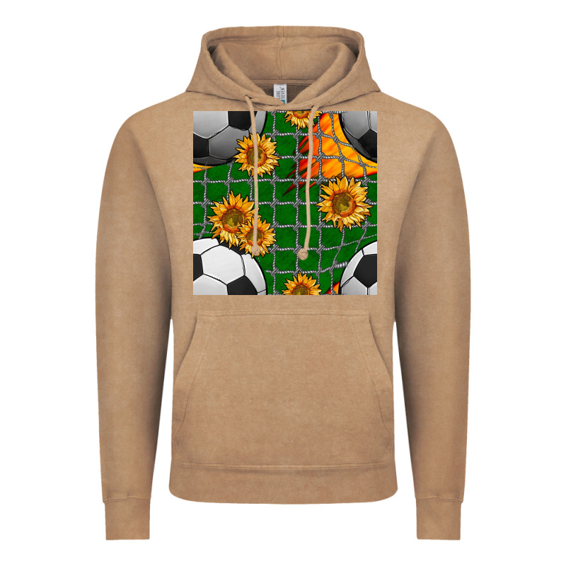 Soccer Balls And Sunflowers With Goal Nets Seamless Pattern Vintage Hoodie by BundleAndBundleShop | Teevron