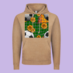Soccer Balls And Sunflowers With Goal Nets Seamless Pattern Vintage Hoodie Designed By Bundleandbundleshop