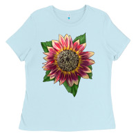 Baby Blue crimson blaze sunflower Ladies Tee - LillyAllenDesigns