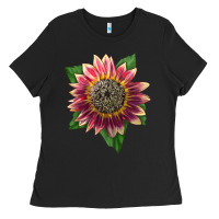 Black crimson blaze sunflower Ladies Tee - LillyAllenDesigns