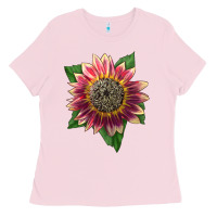 Bubblegum Pink crimson blaze sunflower Ladies Tee - LillyAllenDesigns