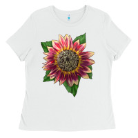 White crimson blaze sunflower Ladies Tee - LillyAllenDesigns