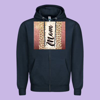 Rose Gold Mom Leopard Glitter Zipper Hoodie Designed By Cowgirlartshop