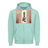 Seafoam Rose gold mom leopard glitter Zipper Hoodie - CowGirlArtShop