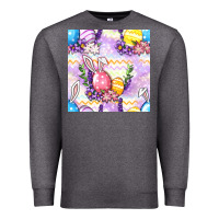 Charcoal Heather Easter Eggs With Flowers Seamless Pattern Premium Sweatshirt - BundleAndBundleShop