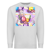 Dove Grey Easter Eggs With Flowers Seamless Pattern Premium Sweatshirt - BundleAndBundleShop