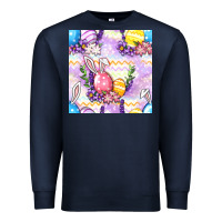 Navy Easter Eggs With Flowers Seamless Pattern Premium Sweatshirt - BundleAndBundleShop