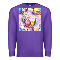 Purple Easter Eggs With Flowers Seamless Pattern Premium Sweatshirt - BundleAndBundleShop