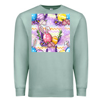 Seafoam Easter Eggs With Flowers Seamless Pattern Premium Sweatshirt - BundleAndBundleShop