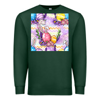 Sports Green Easter Eggs With Flowers Seamless Pattern Premium Sweatshirt - BundleAndBundleShop