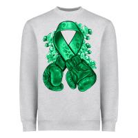 Heather Grey Emerald green ribbon Liver Cancer boxing gloves Heavyweight Sweatshirt - NancyCooperArtShop