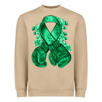 Emerald Green Ribbon Liver Cancer Boxing Gloves Heavyweight Sweatshirt | Teevron