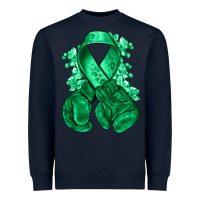 Navy Emerald green ribbon Liver Cancer boxing gloves Heavyweight Sweatshirt - NancyCooperArtShop
