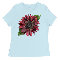 Baby Blue chocolate sunflower Ladies Tee - LillyAllenDesigns
