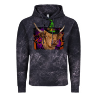 Cloud Black highland cow halloween Vintage Hoodie - RanaPortraitStore