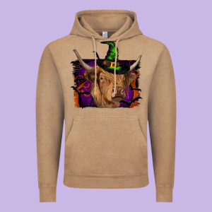 Highland Cow Halloween Vintage Hoodie Designed By Ranaportraitstore