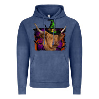 Vintage Denim highland cow halloween Vintage Hoodie - RanaPortraitStore