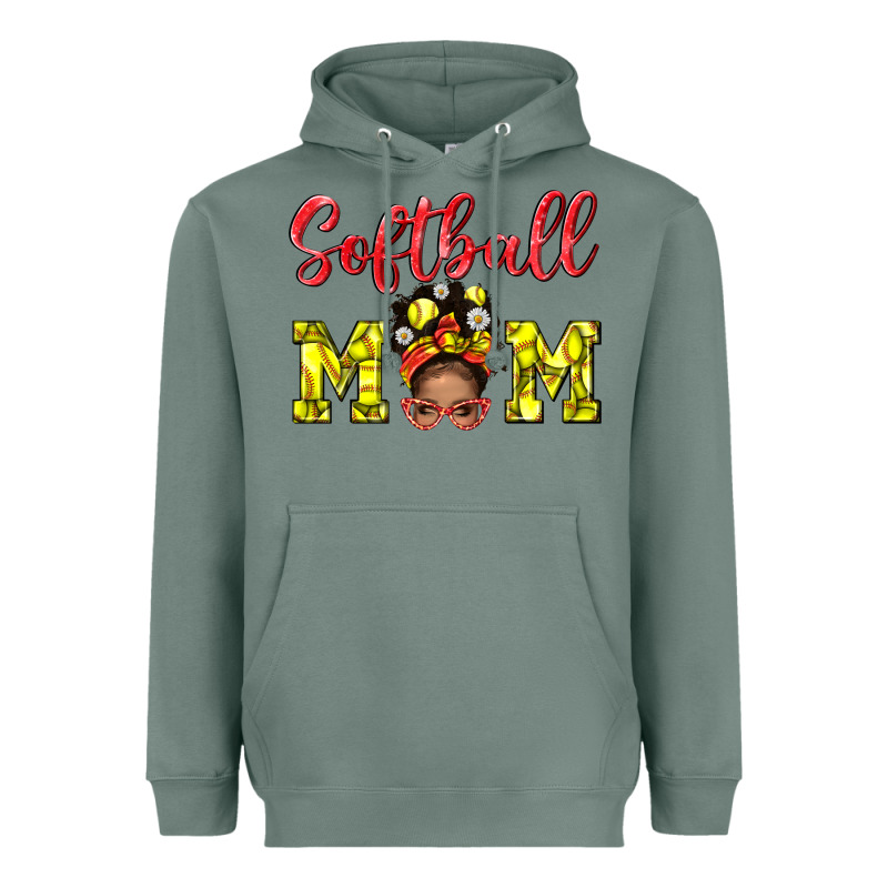 Softball Mom  And Afro Messybun Mom Bbs Heavyweight Hoodie by BundleAndBundleShop | Teevron