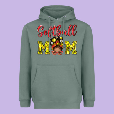 Softball Mom  And Afro Messybun Mom Bbs Heavyweight Hoodie Designed By Bundleandbundleshop