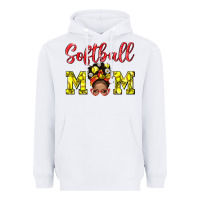 White softball mom  and afro messybun mom bbs Heavyweight Hoodie - BundleAndBundleShop