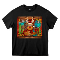 Black western christmas reindeer Heavy Core Tee - Jasminsmagicworld