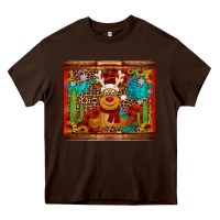 Chocolate Brown western christmas reindeer Heavy Core Tee - Jasminsmagicworld