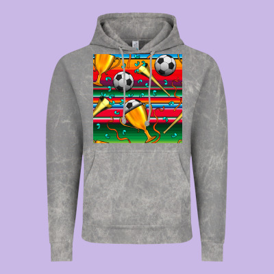 Soccer Winner Cup And Vuvuzela With Serape Seamless Pattern Vintage Hoodie Designed By Bundleandbundleshop