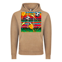 Vintage Coffee soccer winner cup and vuvuzela with serape seamless pattern Vintage Hoodie - BundleAndBundleShop