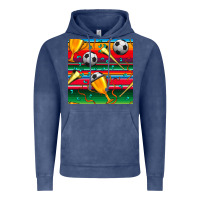 Vintage Denim soccer winner cup and vuvuzela with serape seamless pattern Vintage Hoodie - BundleAndBundleShop