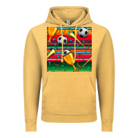 Vintage Mustard soccer winner cup and vuvuzela with serape seamless pattern Vintage Hoodie - BundleAndBundleShop