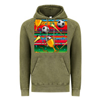 Vintage Olive soccer winner cup and vuvuzela with serape seamless pattern Vintage Hoodie - BundleAndBundleShop