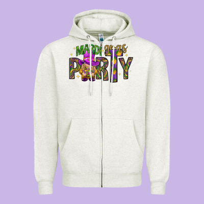 Mardi Gras Party Zipper Hoodie Designed By Howdyjamesfarm