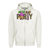 Oatmeal Heather Mardi Gras party Zipper Hoodie - HowdyJamesFarm